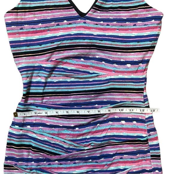 Nicole Miller Collection Wren Jungle Multicolored Striped Tuck Dress Size Small - Picture 12 of 16
